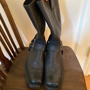 Frye Black Leather Motorcycle Boots